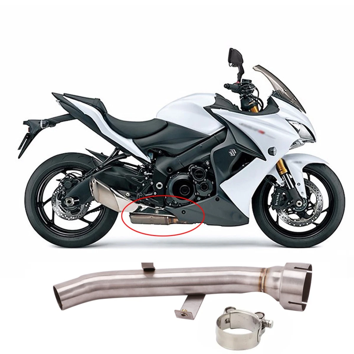 Tubo De Enlace Medio De Escape Para Suzuki GSX-S1000 2015-2024 - Sistema Deslizable En Acero