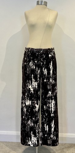 Zara Brown White Splattered Brushed Cotton Wide Jeans | Trousers + Belt 38 UK 12 - Picture 9 of 24