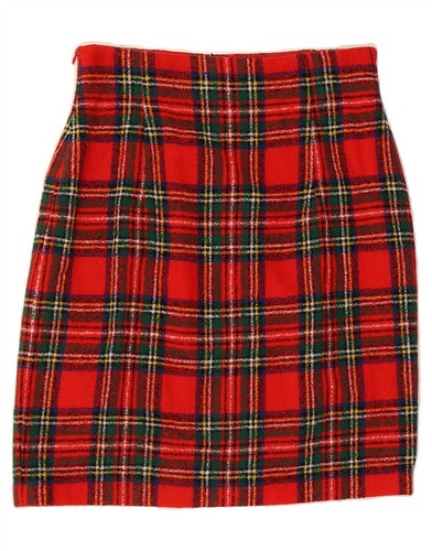 MOSCHINO Womens Straight Skirt UK 12 Medium W30 Red Plaid Classic CT07 - Picture 2 of 3