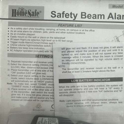 Home Safe Safety Beam Alarm Intrusion Security System Perimeter Secure Movement - Picture 3 of 6
