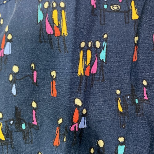 Jared Lang Mens Shirt Button Up AOP Stick People Family Small Light S 20x28 - Picture 8 of 9
