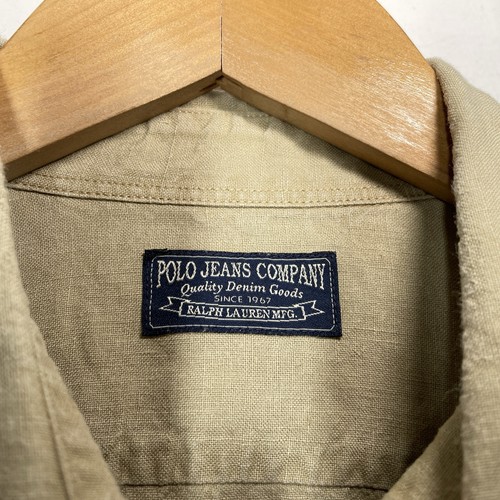 Ralph Lauren Linen Shirt Mens M Khaki Roll Tab Sleeve Summer Safari Military - Picture 3 of 10