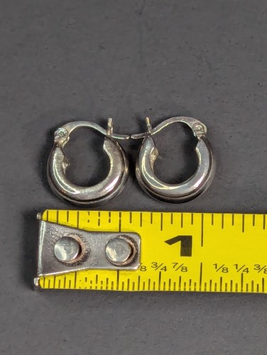 Sterling Silver Huggie Earrings Hoop Pierced 925 Thailand - Picture 19 of 24