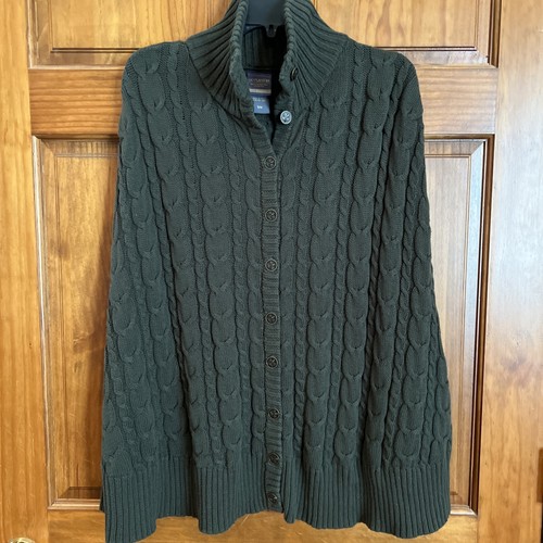 Outlander Hot Topic grün Knopfleiste Zopfmuster Cape Schal Damen S/M - Bild 2 von 7