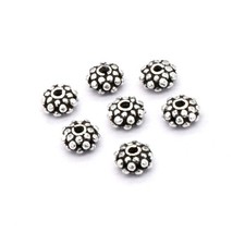 16 PCS 8X4MM RONDELLE SPACER BEAD OXIDIZED STERLING SILVER PLATED 122 UFL-228