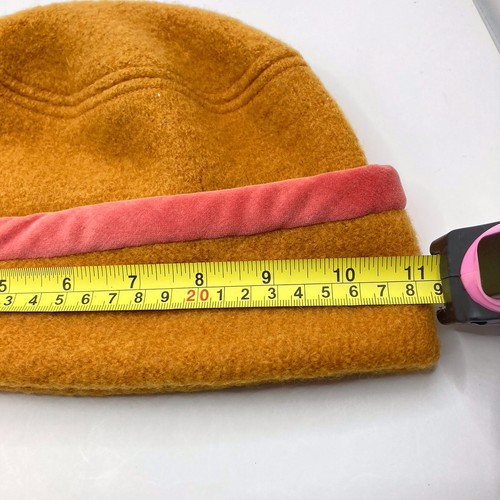 Damen Fischerhut gekochte Wolle Winter Cloche senfgelb rosa Samtbesatz - Bild 7 von 7
