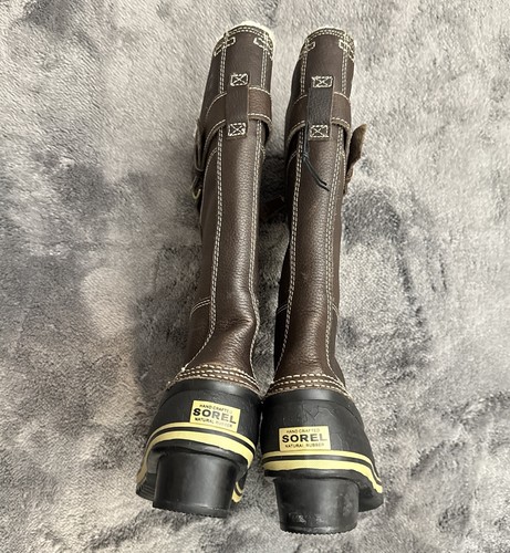 Sorel Fancy Tall Il Winter Riding Boot SlimPack Brown Leather Zip Up Knee High 8 - Picture 11 of 21