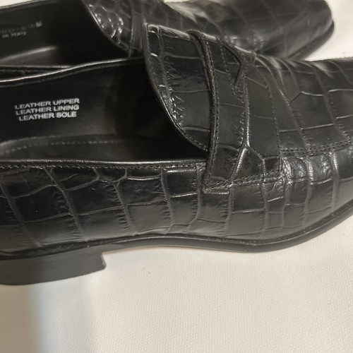 Paul Fredrick Mens Embossed Leather Cap Loafers Shoes Made in Itatly Sz 8.5M - Picture 7 of 13