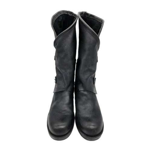 COOLWAY Womens Black Leather Alida Boots Mid Calf Motorcycle Boots US 10 EU 41