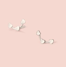 Sterling silver Trio of Hearts Earrings - with sterling silver scroll backs