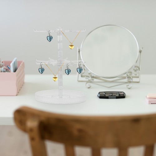  Rotating Jewelry Stand: 2 Tier Display Spinning Necklace Holder and Keychain - Picture 7 of 12