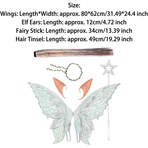 Adults Kids Garland Costume Set Colorful Butterfly Wings Lightweight Elf Ears - Bild 28 von 50