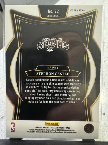 Panini Select 2024-25 - Concourse Stephon Castle #72 Blue Prizm (RC) - Imagen 2 de 2