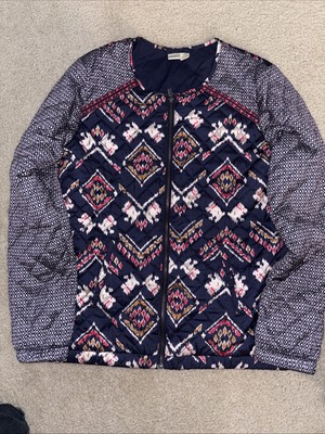 Roxy Coastal Desert Bomber Jacket Size Large Quilted Look Zip Close