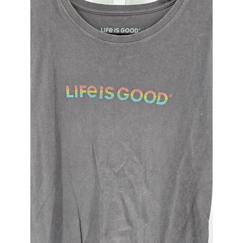 T-shirt donna Life Is Good taglia L frantoio grigia con stampa arcobaleno - Foto 2 di 4