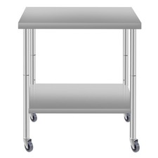 30'' 24'' Stainless Steel Commercial Kitchen Work Food Prep Table with wheels
