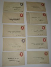 10-Business Envelopes Prepaid 2/3ct 1924-1935 Tyner, Fogarty, R.G. Page- NY City