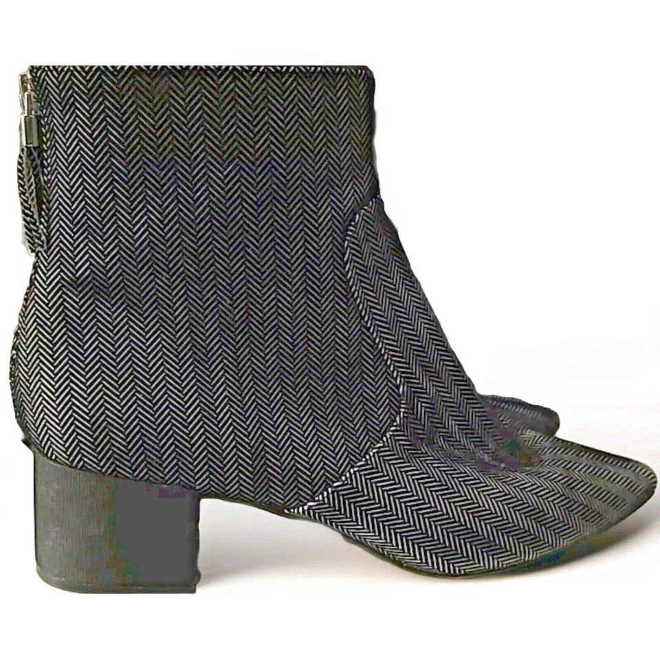 Karl Lagerfeld Paris Maude F19 Botines Talla 11M Tacones Bloque Botín Negro Blanco Foto 3 de 4