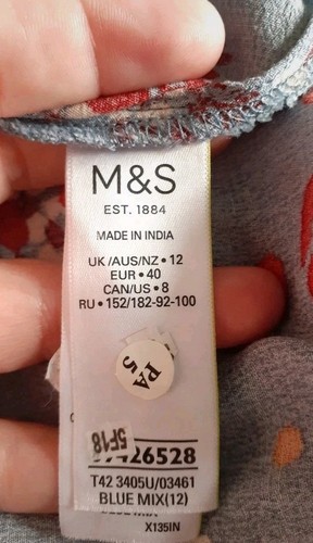 Per Una hellblau Blumendruck langes Sommerkleid Größe 12 - Bild 8 von 9
