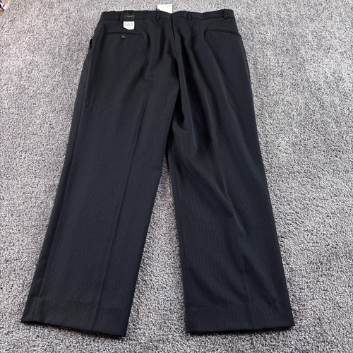 J Ferrar Suit Mens Black Pinstripe 2 Piece Jacket 44R 3 Button Pant 40x30 Wool - Picture 13 of 17