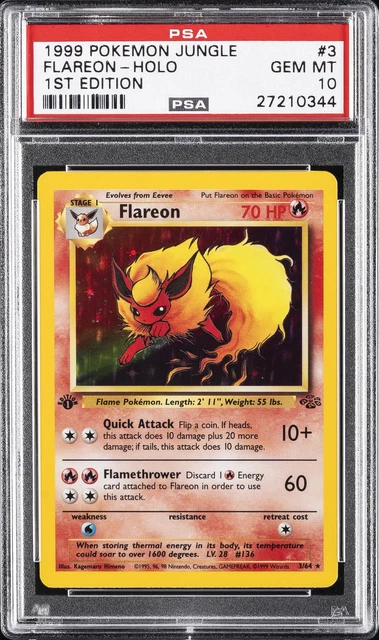 1999 POKEMON JUNGLE 1ST EDITION #3 FLAREON-HOLO PSA 10