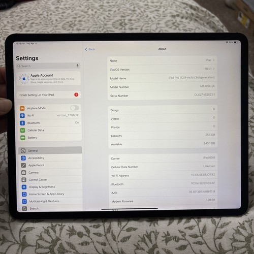 Apple iPad Pro 3rd Gen 12.9" 256GB Wi-Fi + 4G LTE Unlocked, Space Gray - GOOD - Picture 5 of 8