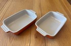 Le Creuset Set of 2 Stoneware Classic Rectangular Oven Dish - Volcanic Orange