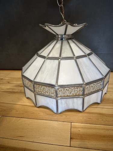 Vintage Tiffany Style Stained Slag Glass Hanging Ceiling Light Fixture Pub Lamp - Picture 4 of 8