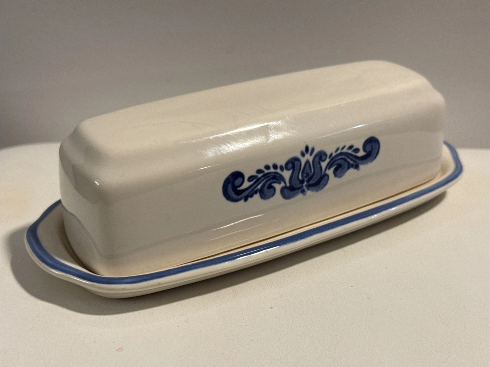 Blue Village By PFALTZGRAFF - 1/4 Lb Covered Butter Dish Blue Floral Stoneware