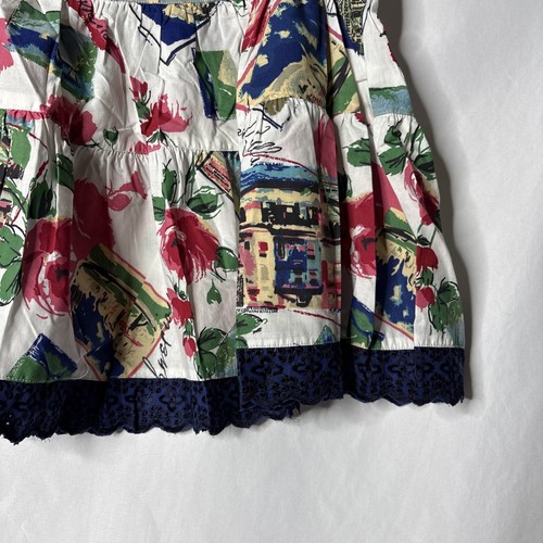 Angie Italy L Ruffle Pleated Mini Skirt Picturesque Flare Floral Travel NEW - Picture 2 of 10