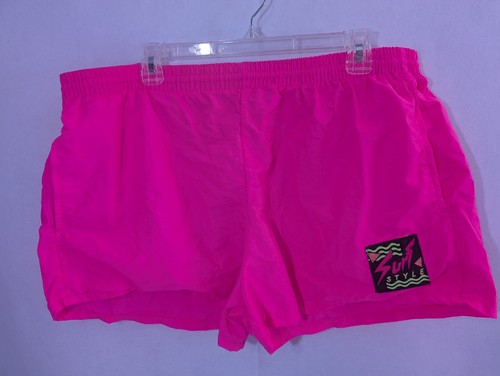 Pantaloncini corti da surf vintage anni 90 stile surf rosa caldo uomo tasca spiaggia xl - Foto 3 di 8