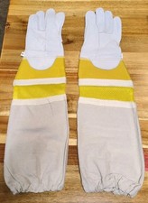 Beekeeping Ventilated Gloves Goatskin Leather Canvas Sleeve Cuff, Small size