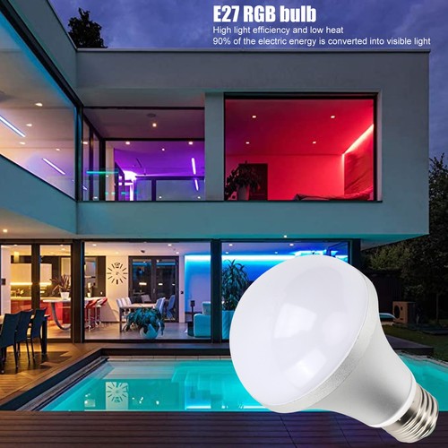 E27RGB Bulb Light 60W Bulb LED Full-color Stamped Aluminum Bulb Light RGB Remote - Picture 21 of 24