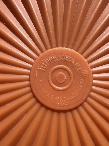 Vintage Tupperware Starburst Push Button Replacement Orange 7” Servalier Lid - Picture 3 of 6