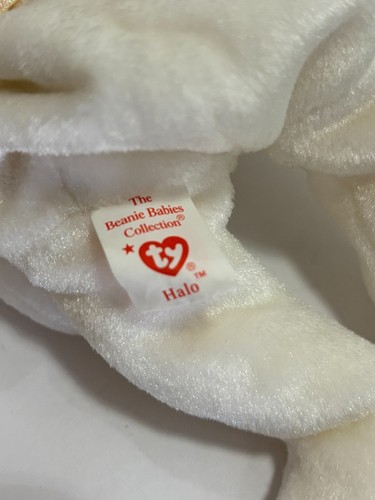 Ty Beanie Babies Halo the Angel Bear DOB fecha 31 de agosto de 1998, con etiqueta - Imagen 8 de 9