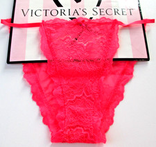 VICTORIA'S SECRET DREAM ANGELS String Bikini Panty M Neon Pink Lace FREE SHIP 4 