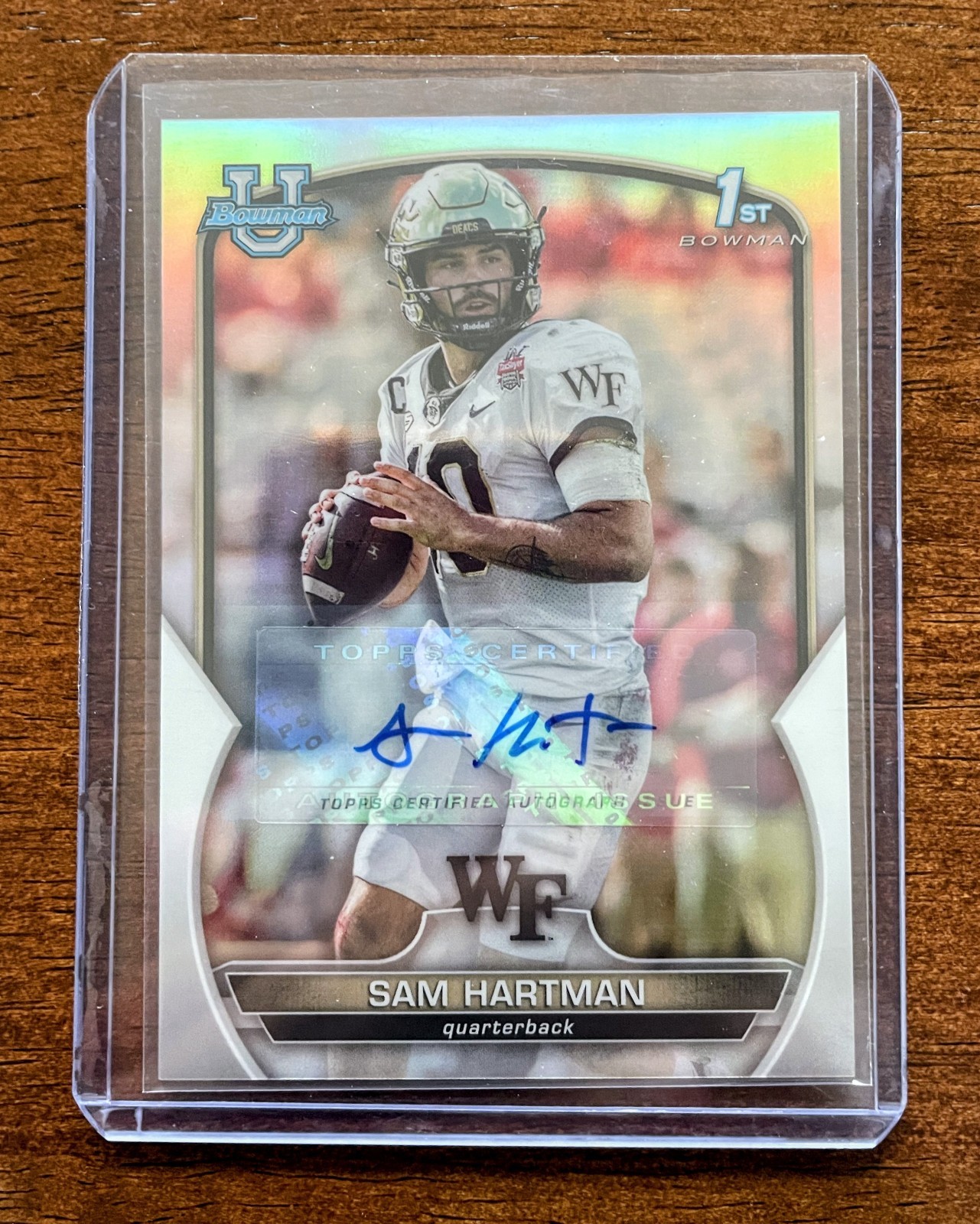 2022 Bowman University Chrome SAM HARTMAN Refractor Auto Notre Dame Wake /499