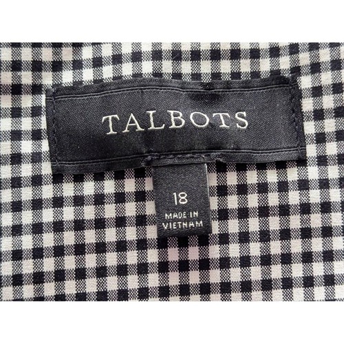 Talbots Blazer Womens 18 Black White Gingham Checked Notched Work Classic Chic - Picture 12 of 15