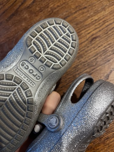 Crocs Shayna Mary Jane Clogs Größe 9 Mädchen Glitzer Glitzer Silber - Bild 7 von 7