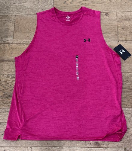 NWT Under Armour Mens XL Fuchsia Tech Vent Sleeveless Shirt 1384290-681 $35