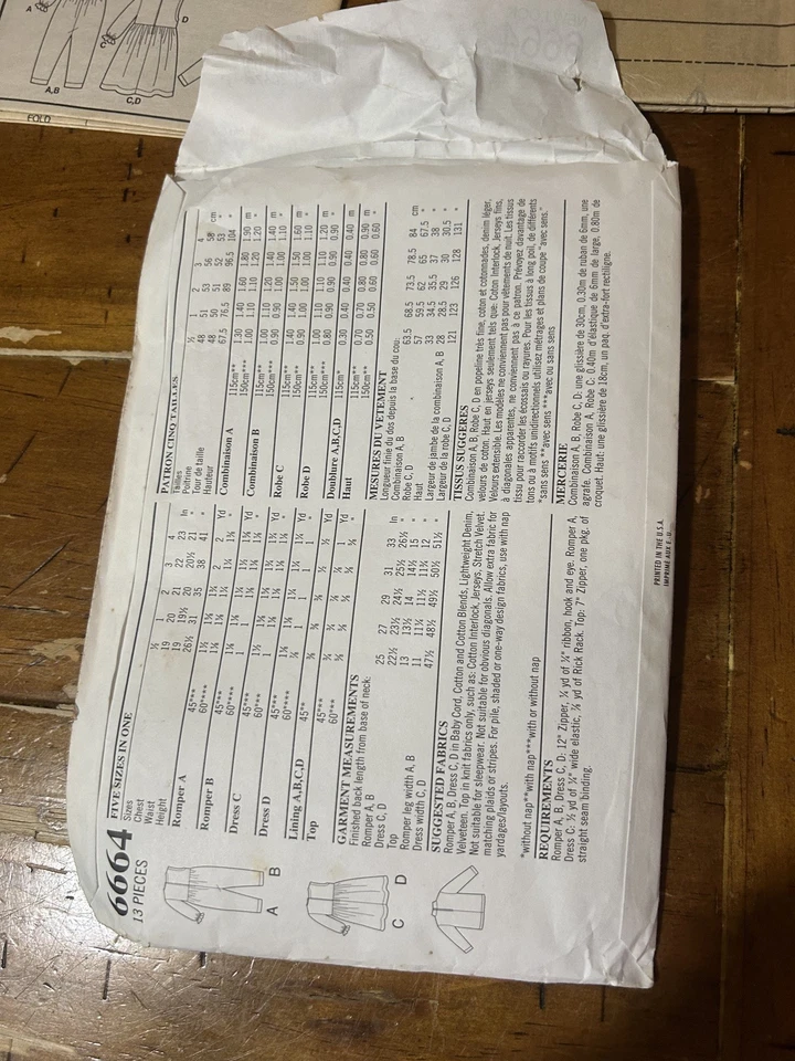 Vtg UNCUT New Look Sewing Pattern #6664 Toddler Size 1/2-4 - Image 4 of 4