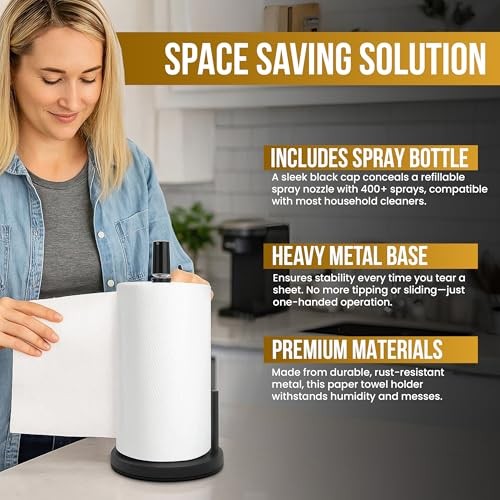 2 in 1 attraktiver Papierhandtuchhalter mit Sprühflasche - mattschwarzes Papier - Bild 7 von 7