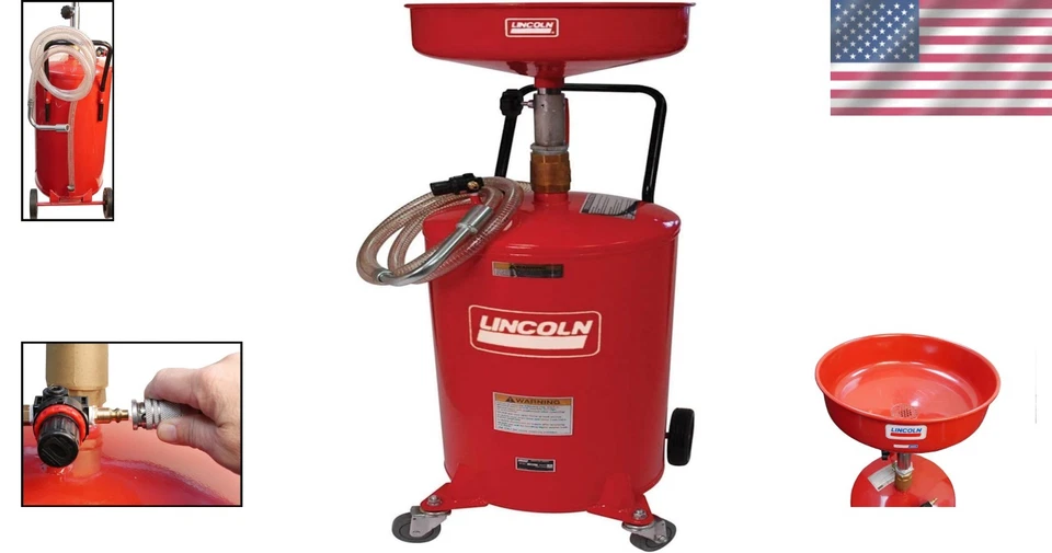 Adjustable 18 Gallon Oil Drain Tank by Lincoln - Efficient Fluid Management Foto 2 de 4