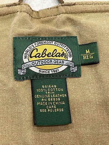 Cabela's Bib Overalls Mens Medium Reg Brown Double Knee Waxed Cotton Hunting - Picture 17 of 18