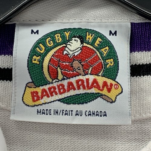 VTG Barbarian Rugby Wear Long Sleeve Polo Shirt Men’s M Purple Striped Lacrosse - Picture 2 of 11