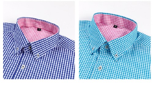 Herren elegante karierte Hemden Druck formell Business lange Ärmel elastisch Freizeithemden - Bild 10 von 19
