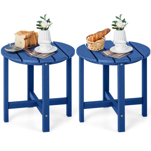 2PCS 18" Patio Adirondack Side Table Weather Resistant HDPE Garden Navy