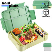 Brotdose Kinder 1330Ml Auslaufsicher Mit FäChern GrüN Lunchbox