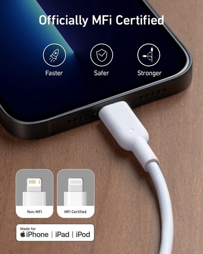 Anker Nano Pro 20W USB-C Ladegerät - Weiß mit 2x 10ft USB-C auf Beleuchtung Kabel - Bild 6 von 7