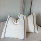 Coyuchi Set of 3 White and Gray Striped Throw Pillows Covers 26”x26”